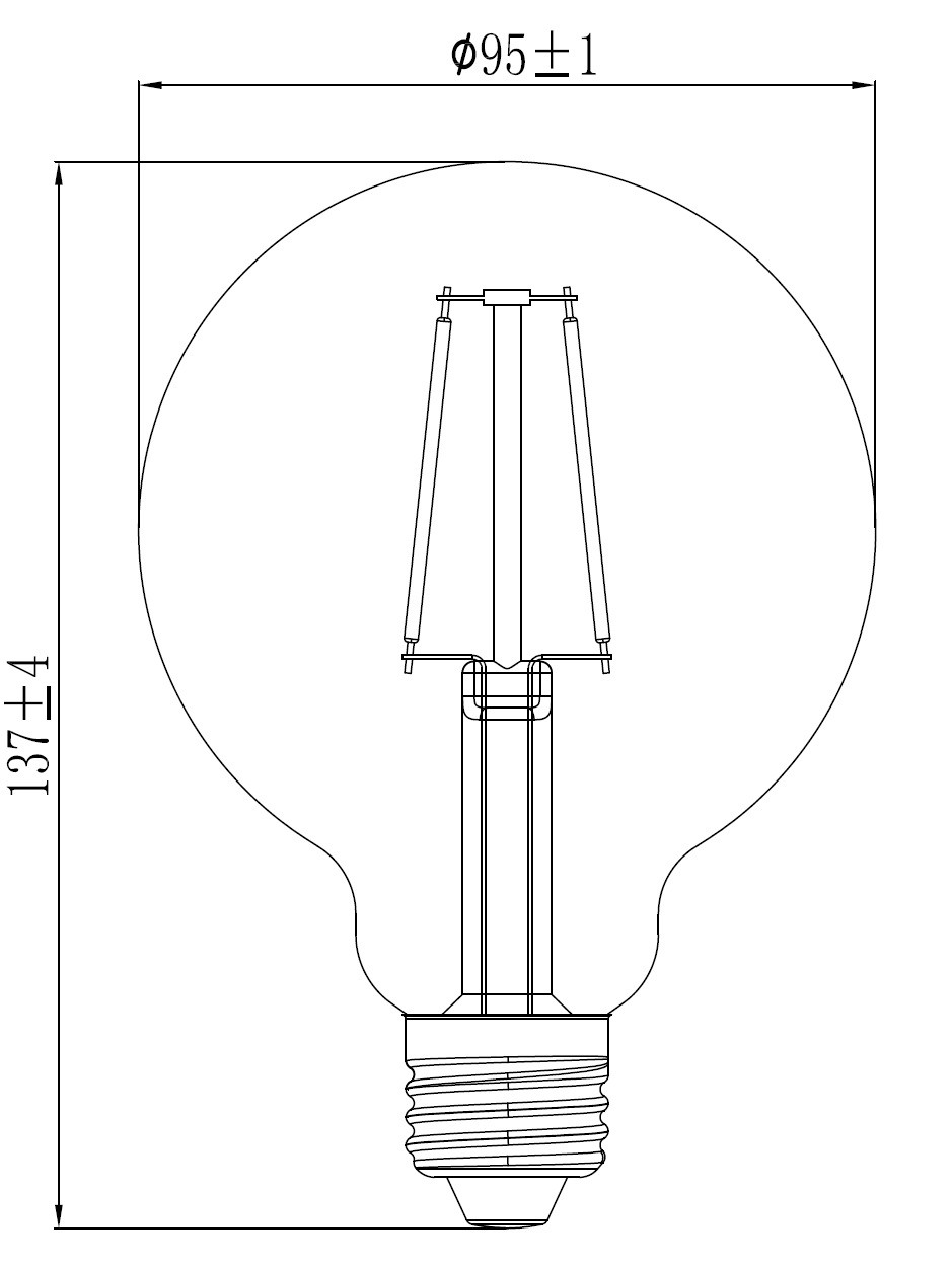 LAMPADINA A LED DECO "CLASSIC" G95 DIMMERABILE 5,4W E27 2500K GOLD