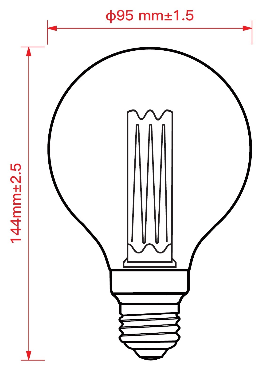 LAMPADINA A LED DECO "RETRO" G95 DIMMERABILE 2,3W E27 1800K GOLD