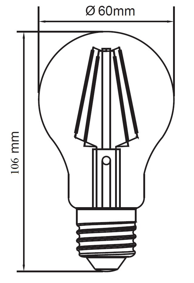 LAMPADINA A LED A FILAMENTO A60 CHIARA 12W E27 3000K