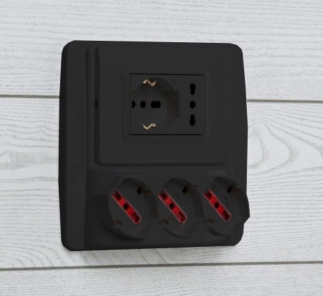 MULTIPR PARETE SMART-3SCHUKO 10/16A ADATTA PER SCATOLA 3 POSTI - NERA