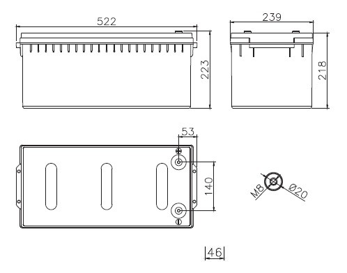 BATTERIA FIAMM RICARICABILE AL PIOMBO SERIE FGL - LONG LIFE 12V 205Ah