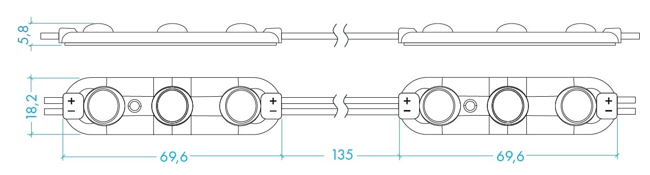 MODULO LED 3 DIODI 6500K 0.9W DC 12V IP65