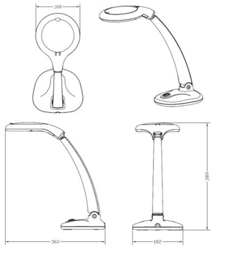 LAMPADA CON LENTE D'INGRANDIMENTO E PIANTANA BIANCA