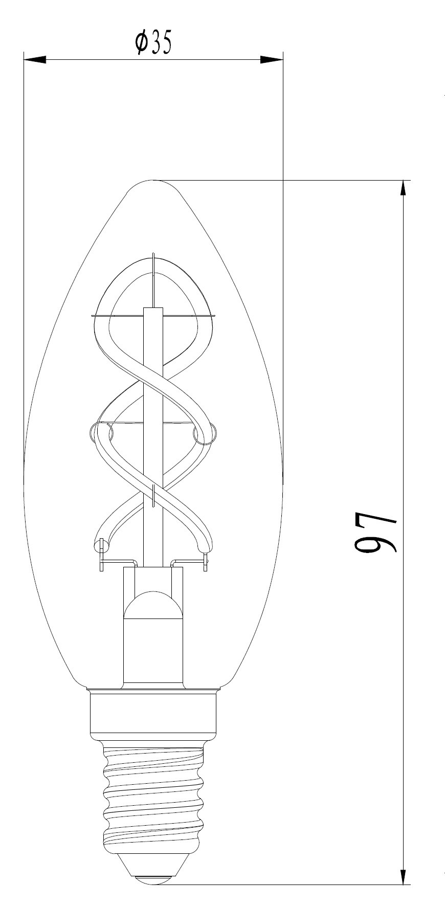 LAMPADINA A LED DECO "SPIRAL" C35 DIMMERABILE 2,5W E14 2000K GOLD