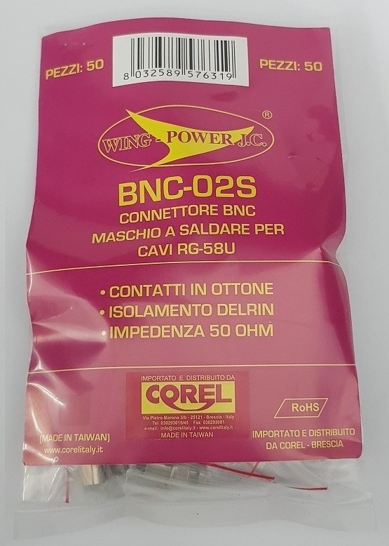 CONNETTORE BNC SPINA A SALDARE PER CAVI RG58U