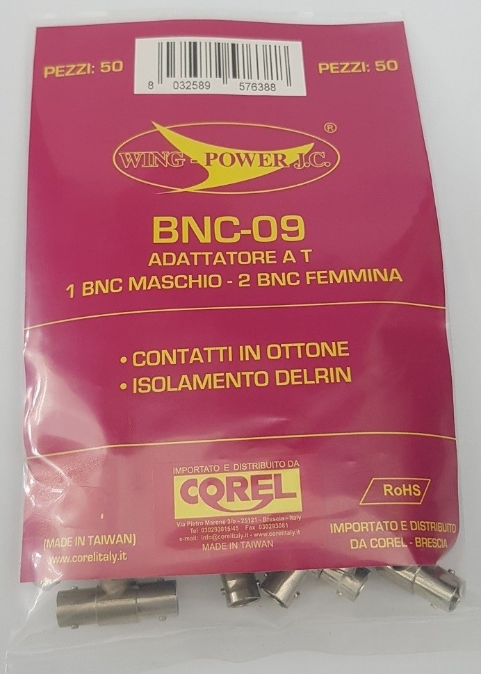 ADATTATORE A T 1BNC SPINA 2BNC PRESA