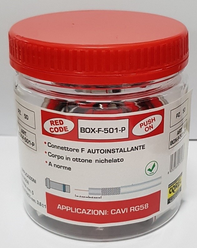 CONN F AUTOINSTAL IN OTTONE NICHELATO CON O'RING PER CAVI Ø5mm