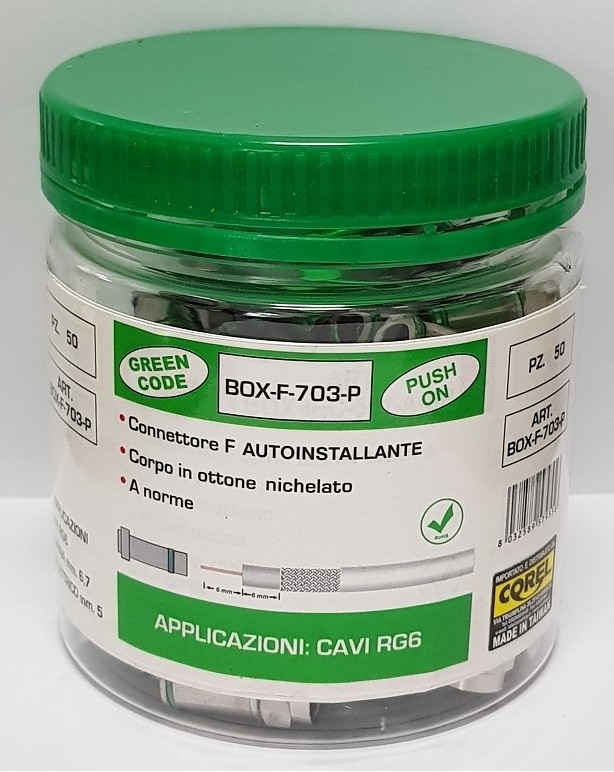 CONN F AUTOINSTAL IN OTTONE NICHELATO CON O'RING PER CAVI Ø6.7mm
