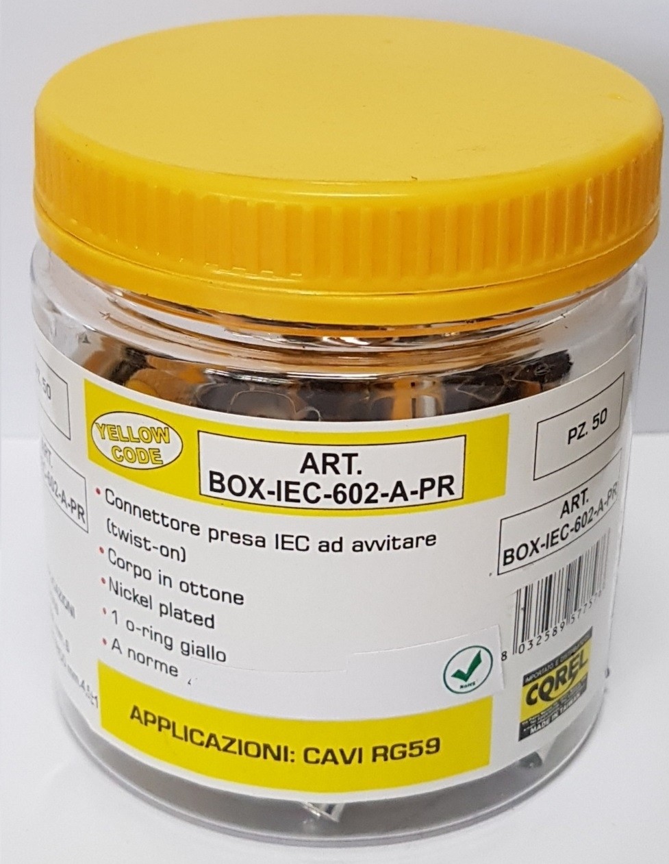 CONN PRESA IEC AD AVVITARE  IN OTTONE NICHELATO CON O'RING PER CAVI Ø6mm