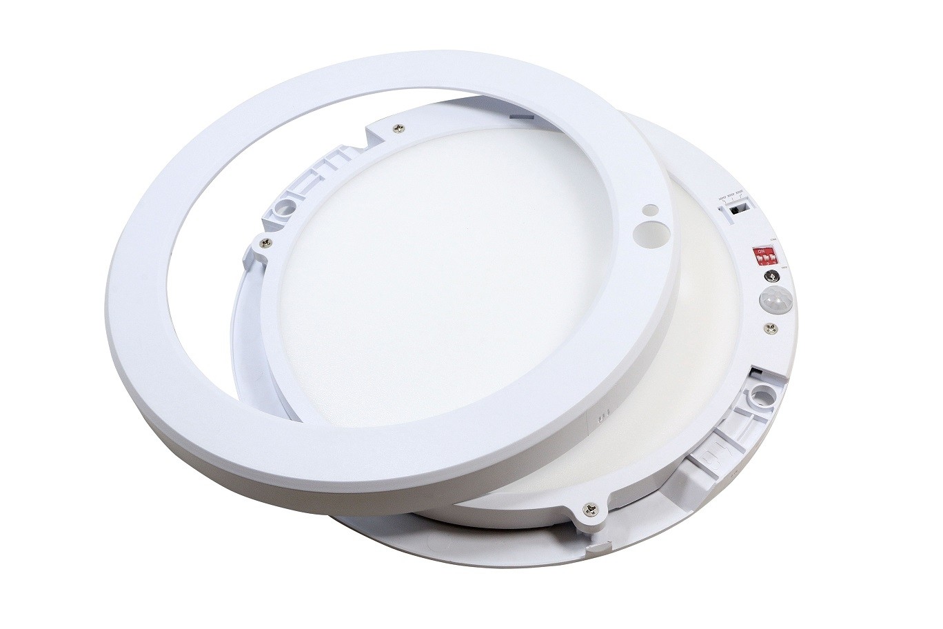 PLAF A LED ROTONDA PARETE/SOFFITTO IP20 18W CON CCT SELEZ 3/4/6K E SENSORE DI PRESENZA