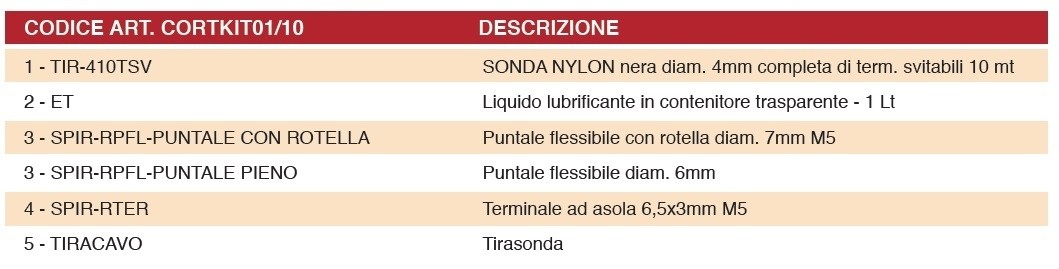 KIT PROFESSIONALE SONDA NYLON 10MT E ACCESSORI