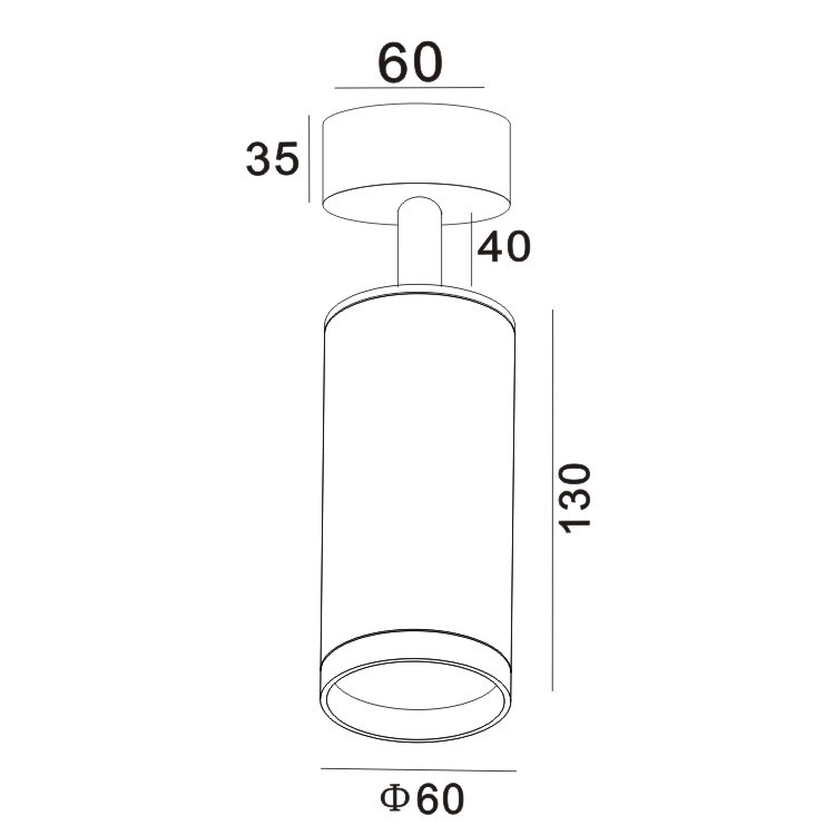 FARETTO CON SNODO in ALLUMINIO NERO 60X130mm ATTACCO GU10 (lampada non inclusa)