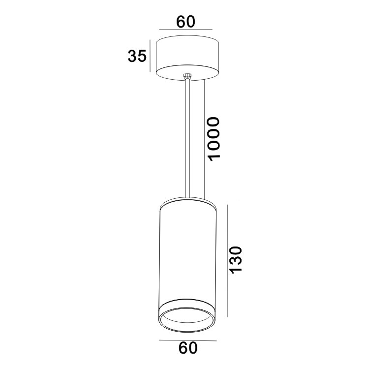 FARETTO A SOSPENSIONE in ALLUMINIO NERO 60X130mm ATTACCO GU10 (lampada non inclusa)