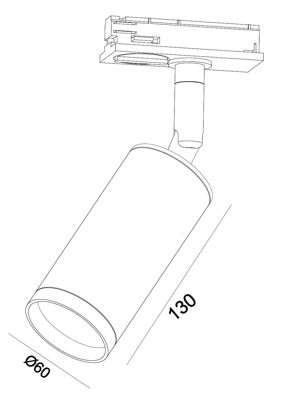 FARETTO DA BINARIO 4 PIN in ALLUMINIO BIANCO 60X130mm ATTACCO GU10 (lampada non inclusa)