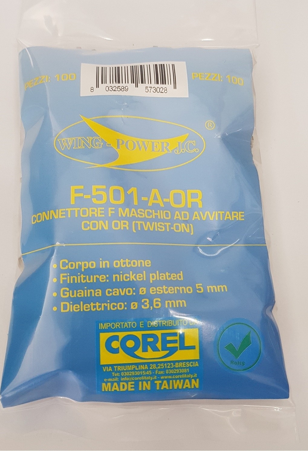 CONN F SPINA AD AVVITARE IN OTTONE NICHELATO CON OR PER CAVI Ø5mm