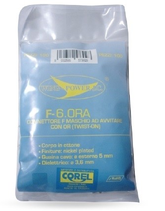 CONN F MASCHIO AD AVVIT INNESTO RAPIDO IN OTTONE NICHELATO PER CAVI Ø6mm