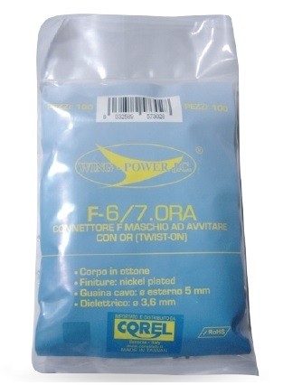 CONN F MASCHIO AD AVVIT INNESTO RAPIDO IN OTTONE NICHELATO PER CAVI Ø6.7mm