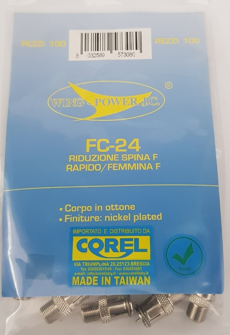 RIDUZIONE SPINA F RAPIDO/PRESA F IN OTTONE NICHELATO