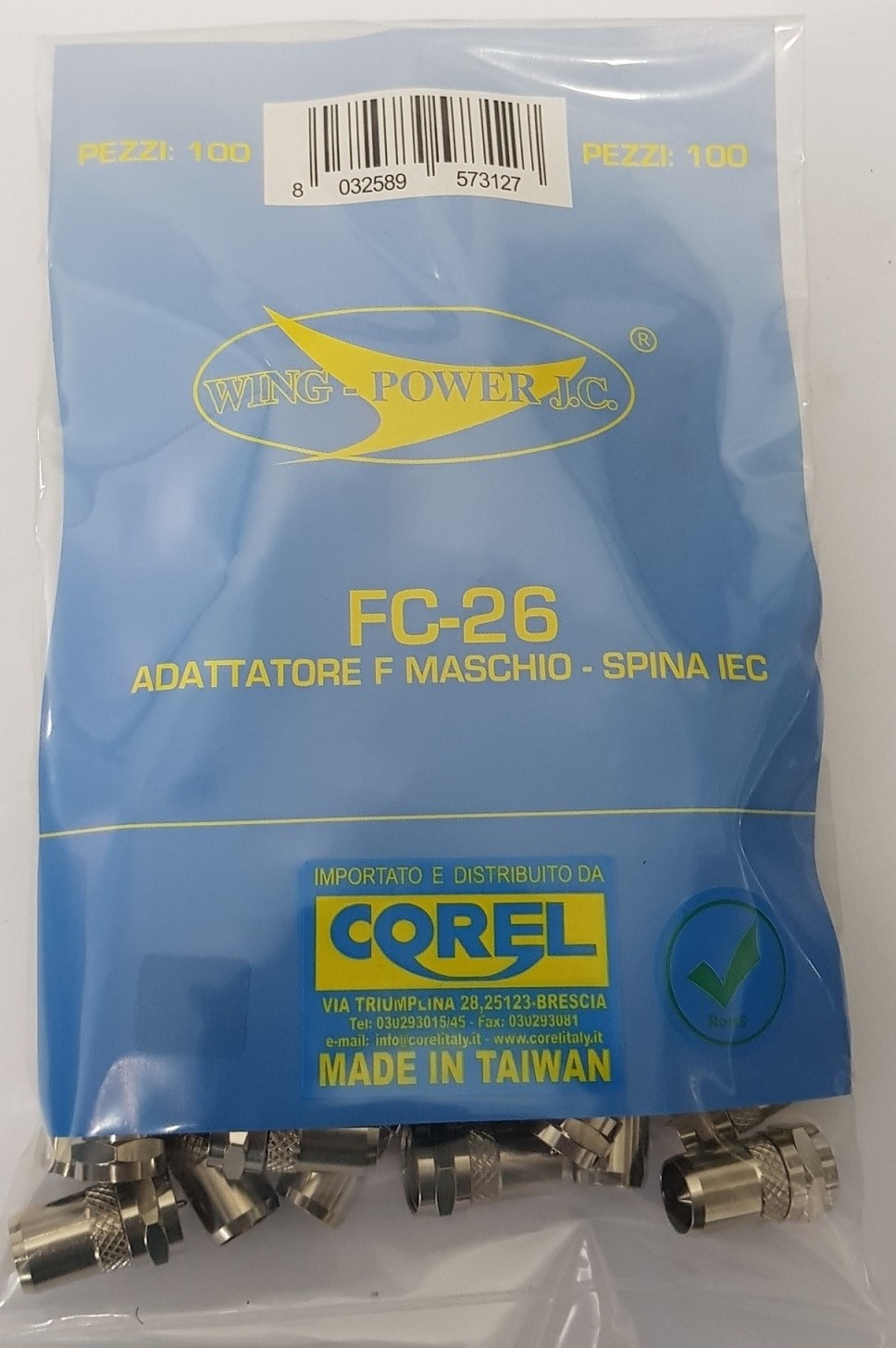 ADATTATORE F SPINA/IEC SPINA IN OTTONE NICHELATO