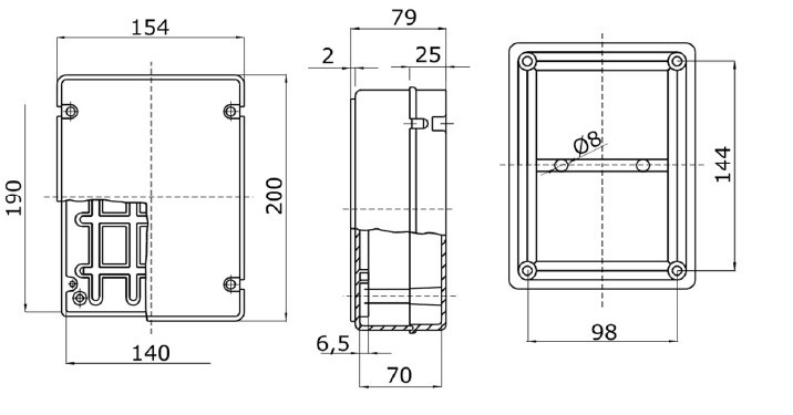 CASSETTA DERIVAZIONE PARETI LISCIE COPERCHIO TRASPARENTE A VITE 150x110x75 IP56