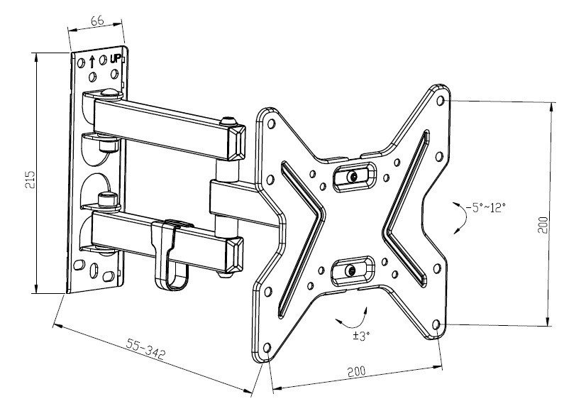 SUPPORTO DA PARETE PER TV/LCD CON TRE SNODI CON DIMENSIONI DA 13 A 42