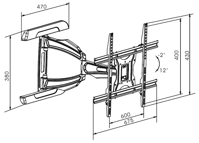 SUPPORTO DA PARETE PER TV/LCD CON DIMENSIONI DA 37 A 55 INCLINABILE