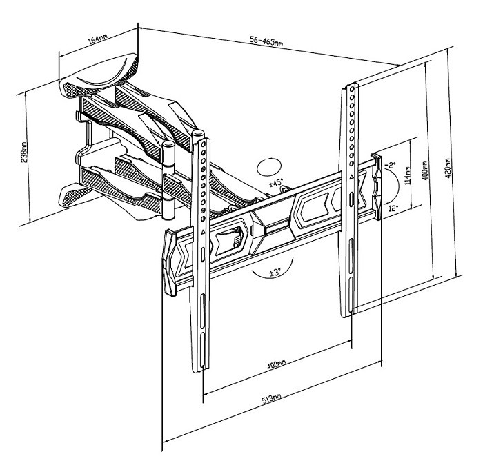 SUPPORTO DA PARETE PER TV/LCD CON DIMENSIONI DA 32 A 60 INCLINABILE