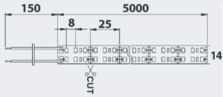 STRISCIA A LED 5MT 12V 600LED SMD5050 120LED/MT 3000K