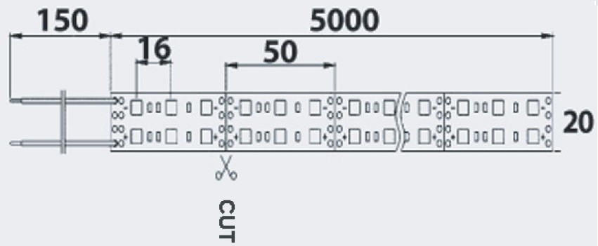 STRISCIA A LED 5MT 12V 600LED SMD5050 120LED/MT 3000K