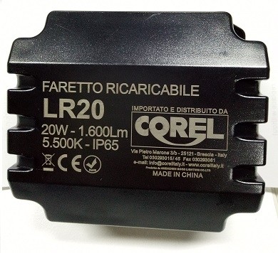 FARETTO A LED RICARICABILE 20W CON CALAMITE