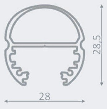 PROFILO LED OVAL ALLUMINIO 2mt