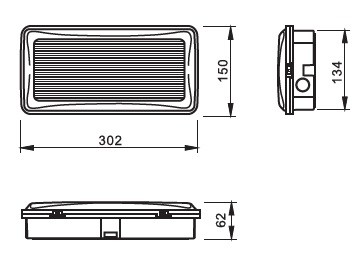 PLAFONIERA A LED RETTANGOLARE CON KIT D'EMERGENZA SA 9.3W IP65
