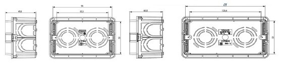 SCATOLA 4 MODULI RETTANGOLARE CON INSERTI METALLICI 137x74x53.5mm