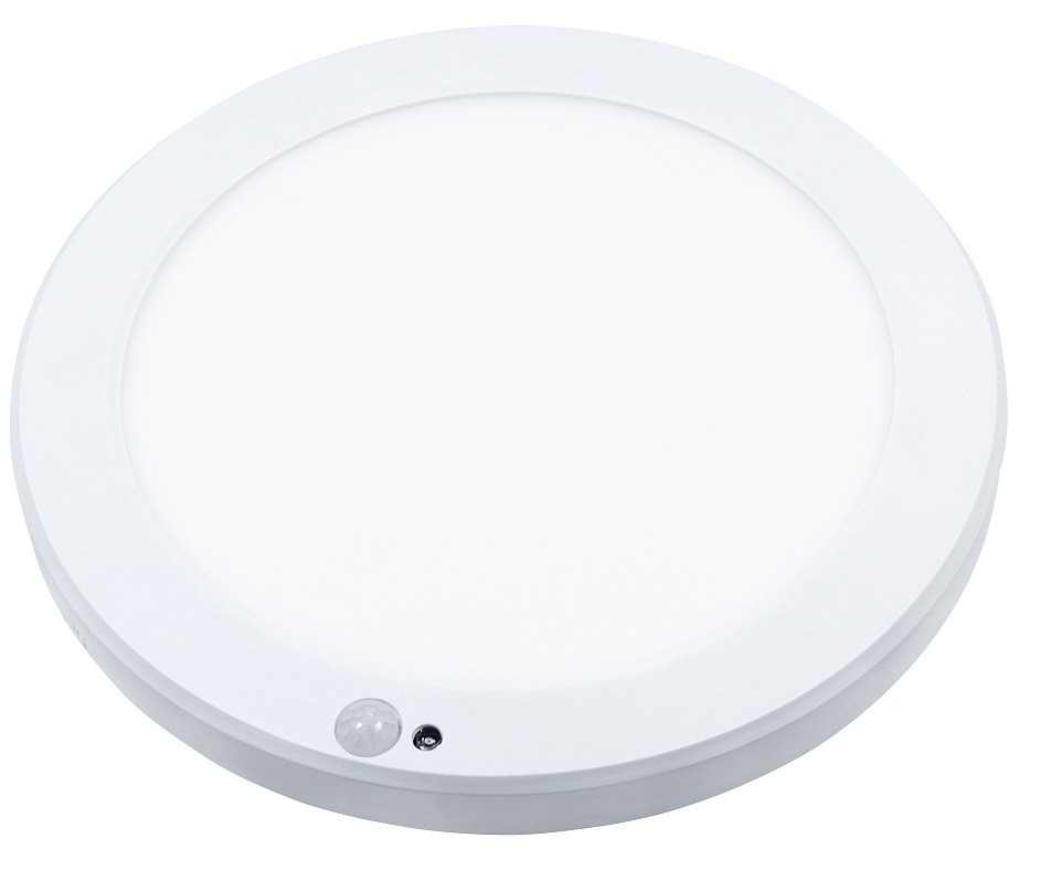 PLAF A LED ROTONDA PARETE/SOFFITTO IP20 18W CON CCT SELEZ 3/4/6K E SENSORE DI PRESENZA