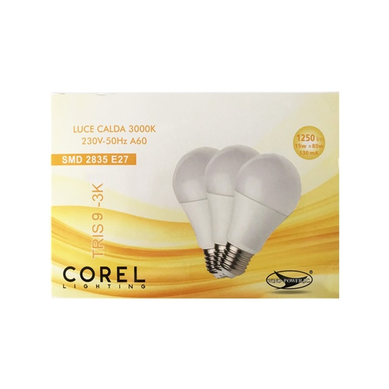 LAMPADINA A LED SMD A60 9W E27 3000K (Scatola Tripack)