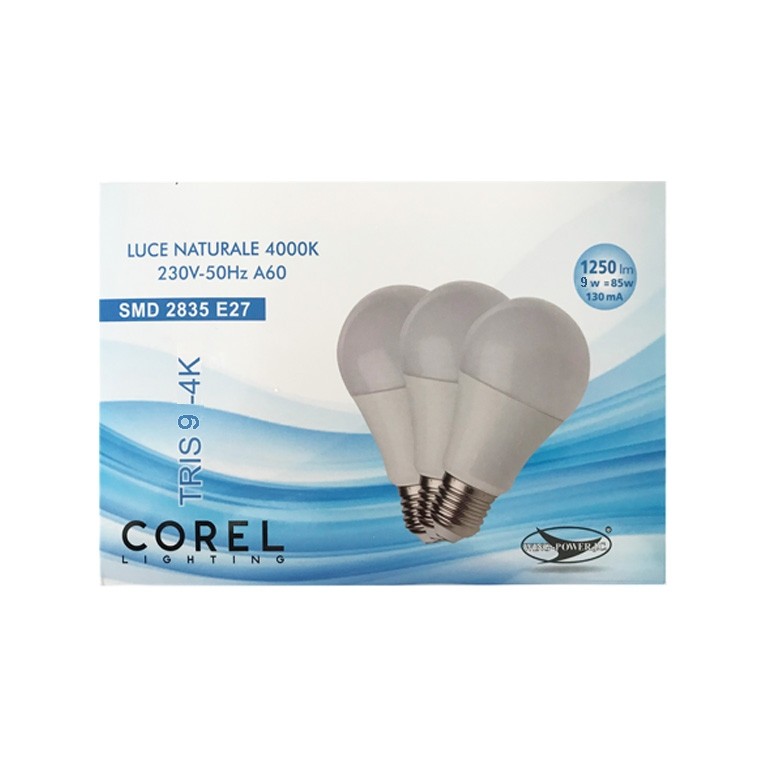LAMPADINA A LED SMD A60 9W E27 4000K (Scatola Tripack)
