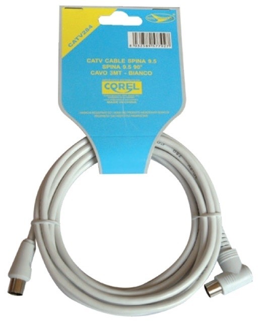 CATV CABLE SPINA - SPINA 90° 9.5mm BIANCO 3mt