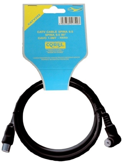 CATV CABLE SPINA - SPINA 90° 9.5mm NERO 1.5mt