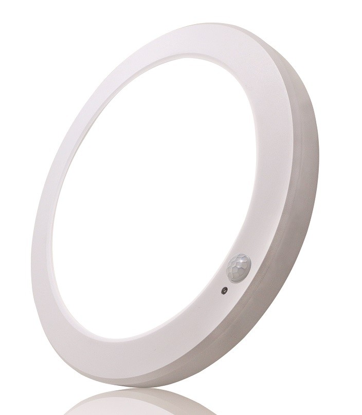 PLAF A LED ROTONDA PARETE/SOFFITTO IP20 18W CON CCT SELEZ 3/4/6K E SENSORE DI PRESENZA