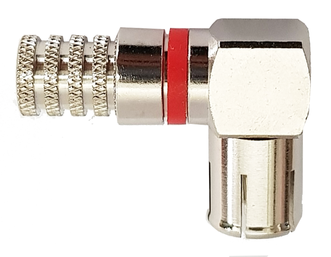 CONN PRESA IEC 90° AD AVV.RE  IN OTTONE NICHELATO CON O'RING PER CAVI Ø5mm