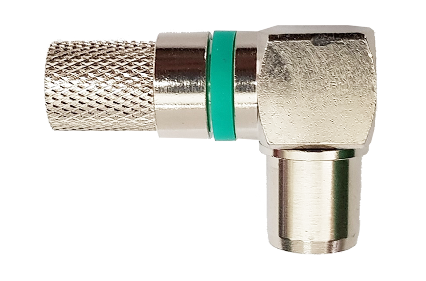 CONN SPINA IEC 90° AD AVV.RE  IN OTTONE NICHELATO CON O'RING PER CAVI Ø6.7mm