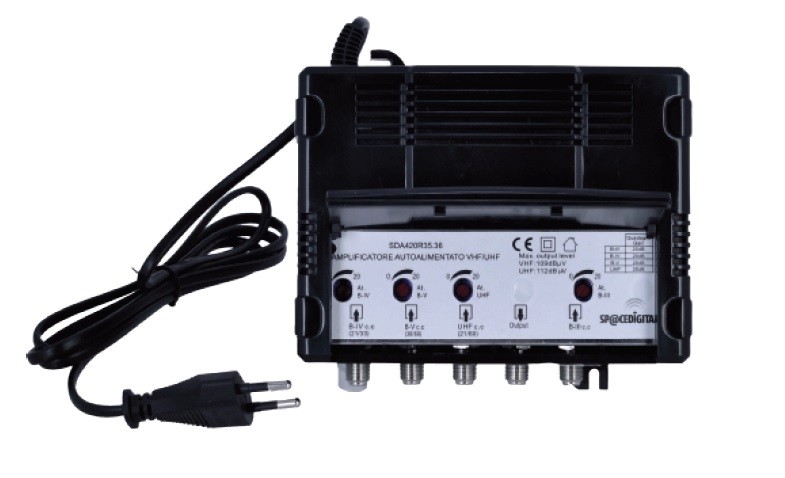 CENTRALINA TV 20dB DA INTERNI AUTOALIMENTATA 4 INGRESSI 112dBµV