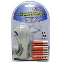 CARICABATTERIE ECOCHARGE-PLUG-IN PER 2 O 4 ELEMENTI Ni-Cd/Ni-MH CON 4 ELEMENTI AA-Ni-MH 2100mA RICARICABILI IN DOTAZIONE