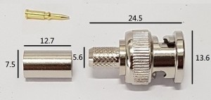 CONNETTORE BNC SPINA A CRIMPARE PER CAVI RG59U