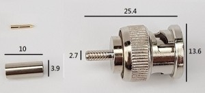 CONNETTORE BNC SPINA A CRIMPARE PER CAVI RG174