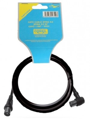 CATV CABLE 75 OHM SPINA-PRESA 90° 9.5MM NERO 1.5mt