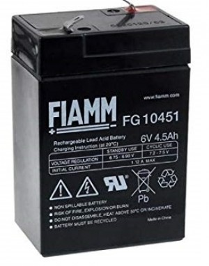 BATTERIA FIAMM RICARICABILE AL PIOMBO SERIE FG - STANDARD 6V 4.5Ah