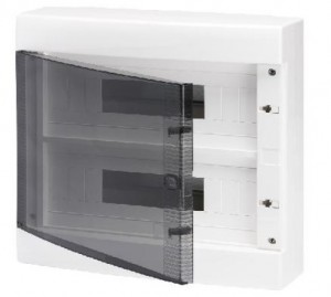 CENTRALINO DA PARETE CON PORTELLO FUME' IP40 24 MODULI BIANCO RAL9016 280x350x100