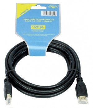 CAVO HDMI PLUG/HDMI PLUG 1.4 HIGH PERFORMANCE NERO 3mt AWG30