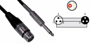 MICROPHONE CABLE PRESA XLR/SPINA JACK 6.35 MONO 5mt - ASSICURA UNA STABILE CONNESSIONE